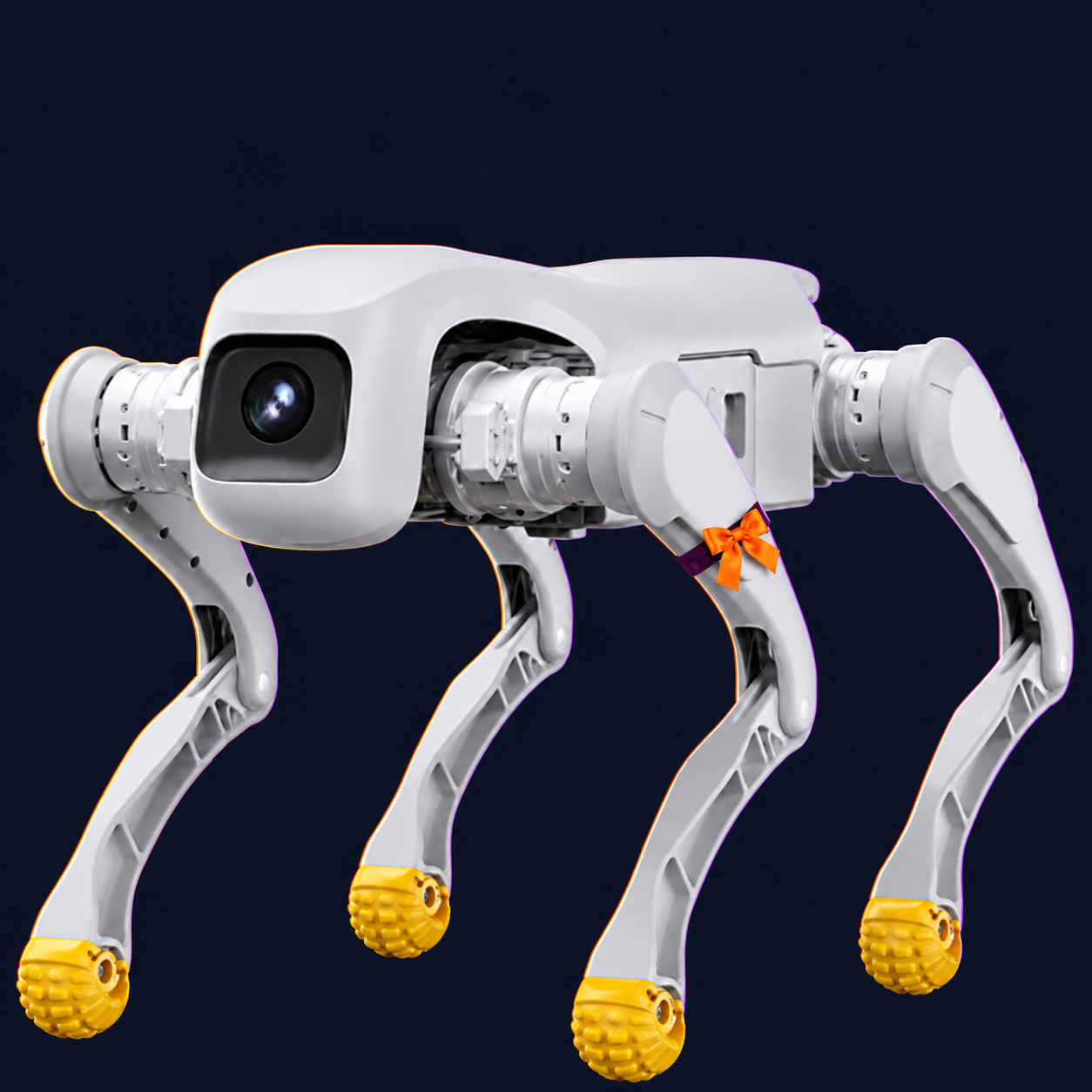 AGIBOT D1 Pro Quadruped Robot Dog with decorative Halloween styling. Costume not included.